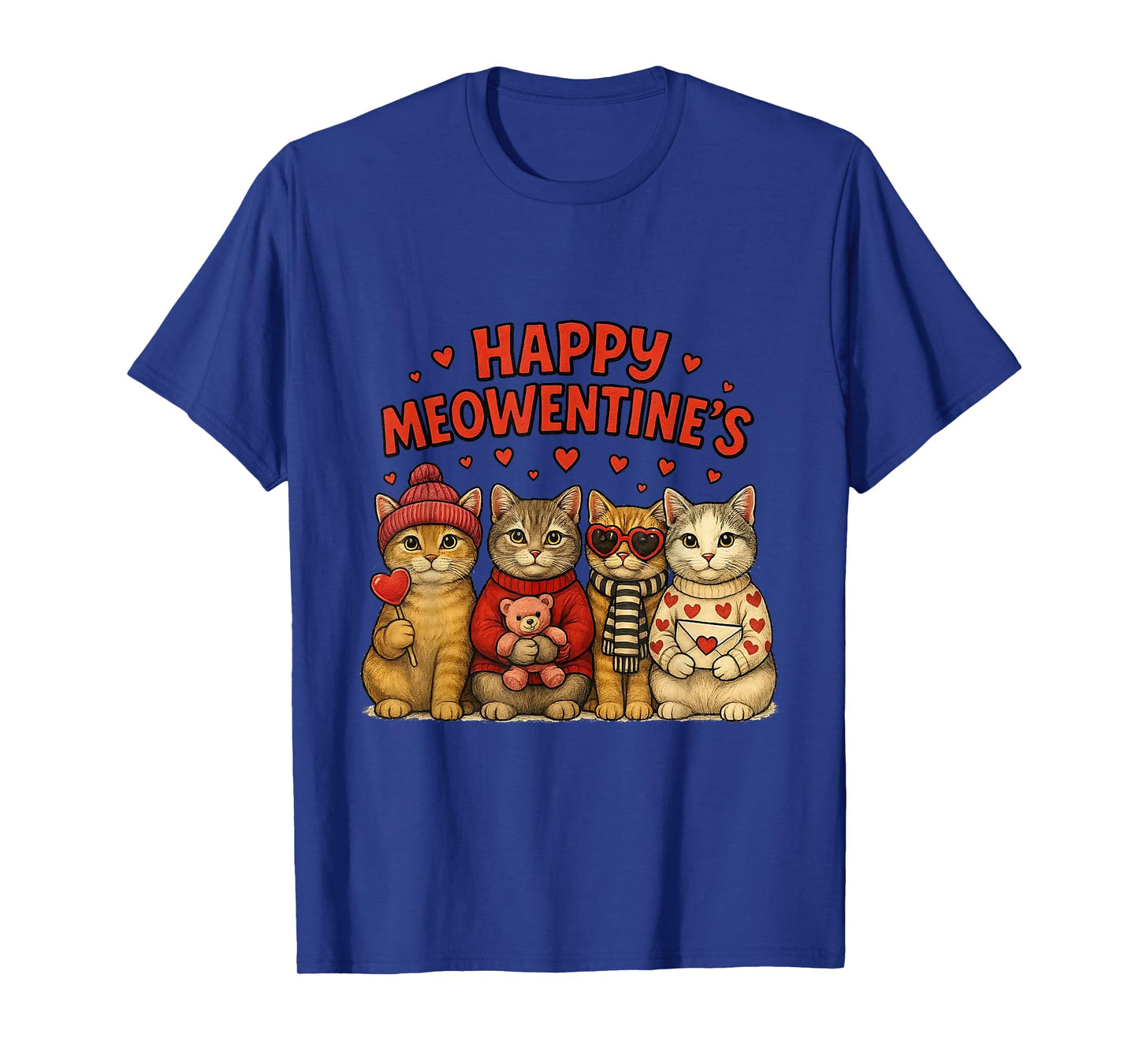 Happy Meowentines Cute Valentine Cats Love Women Men T-Shirt