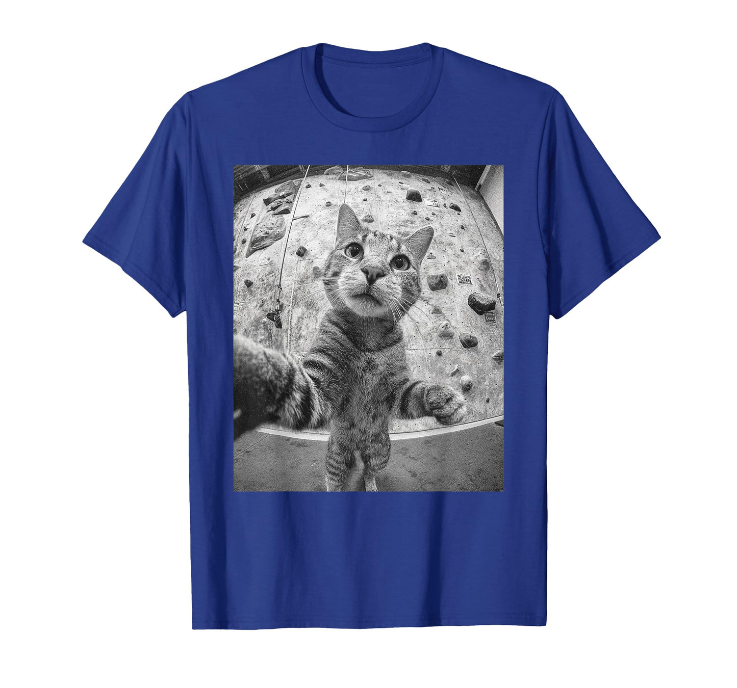 Funny Cat Climber Selfie Bouldering Wall Rock Climbing Cool T-Shirt