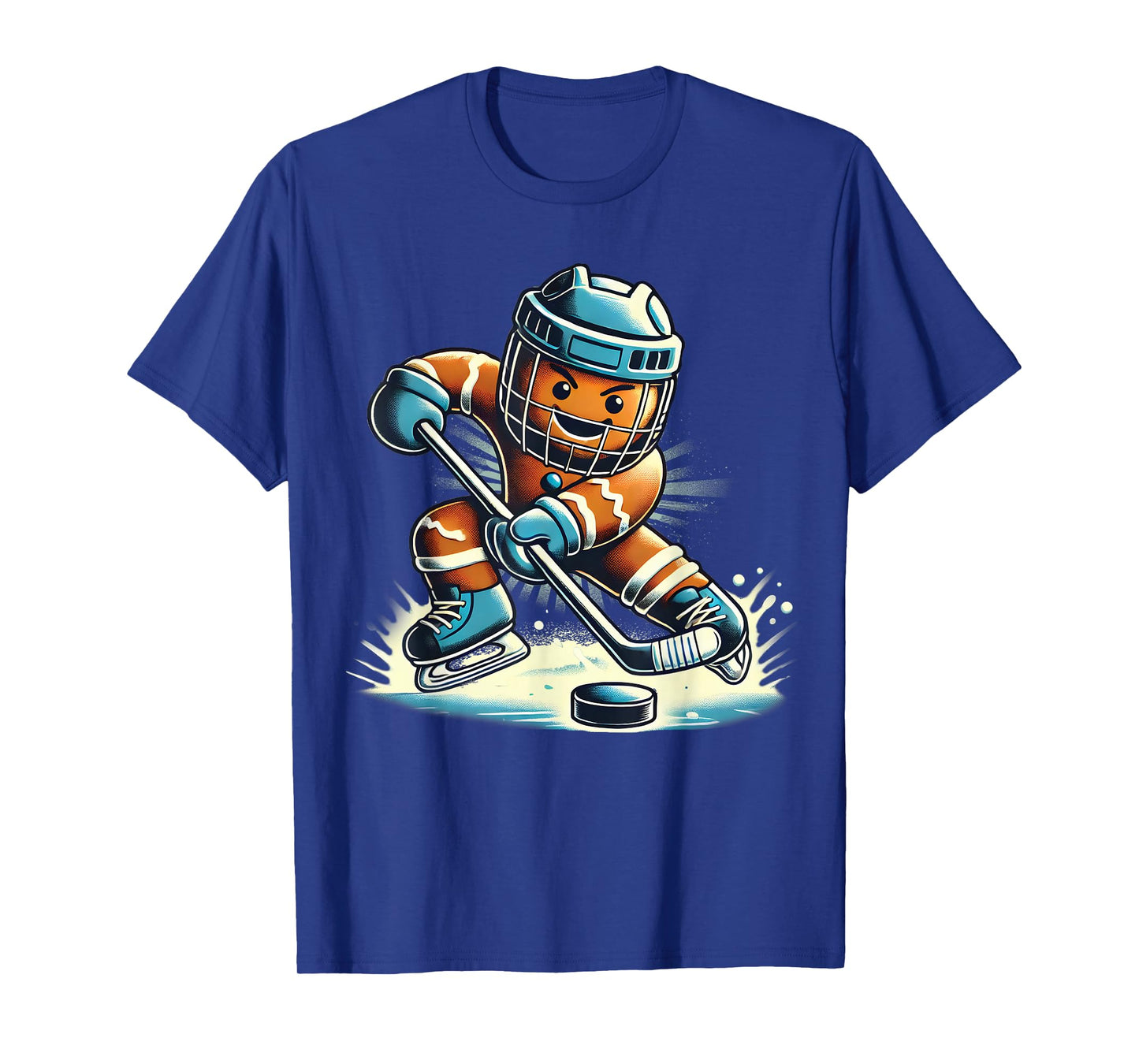 Funny Santa Playing Ice Hockey Fan Players Sport Gingerbread T-Shirt