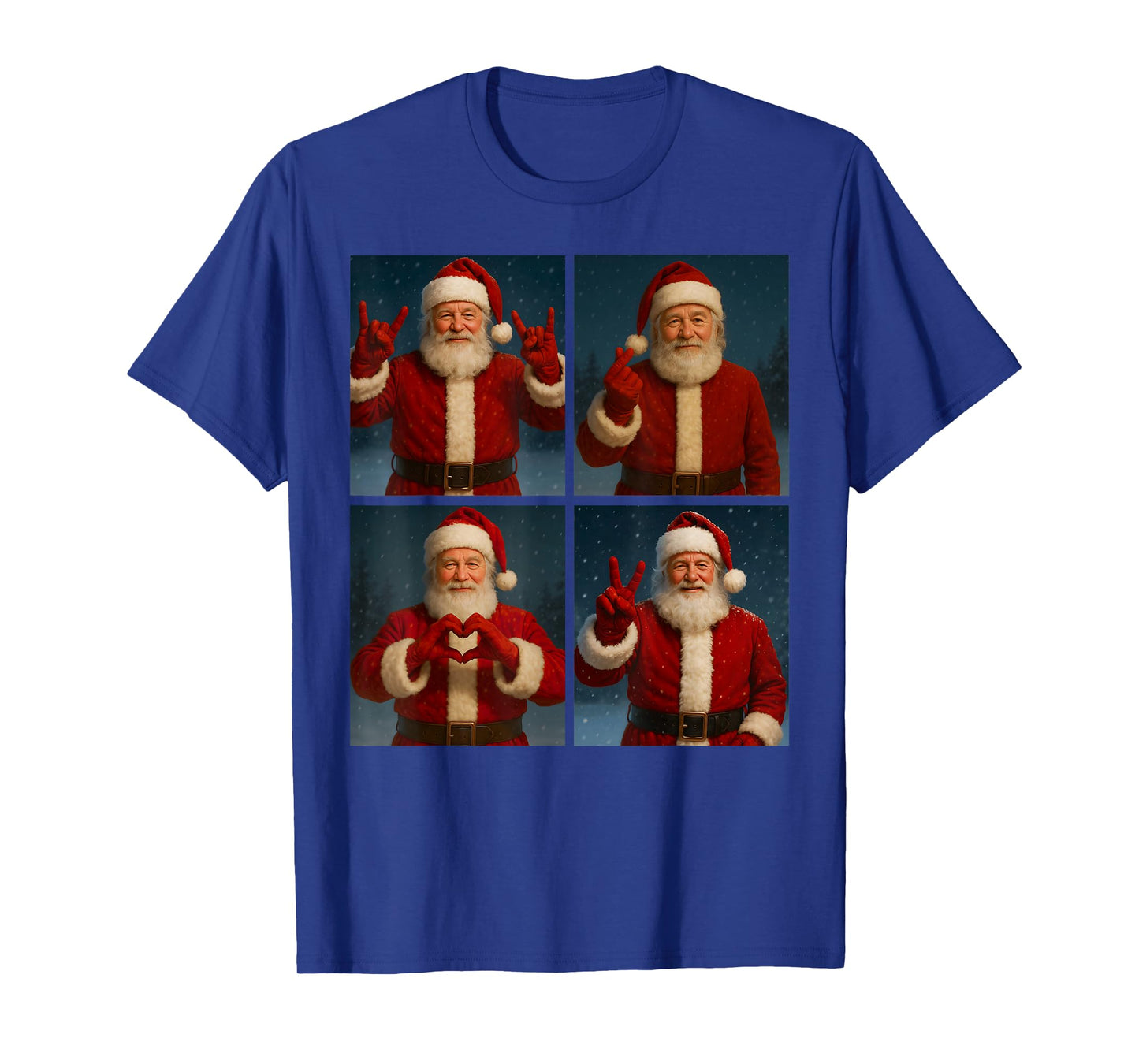 Funny Santa Claus Heart and Peace Sign Retro Christmas Xmas T-Shirt