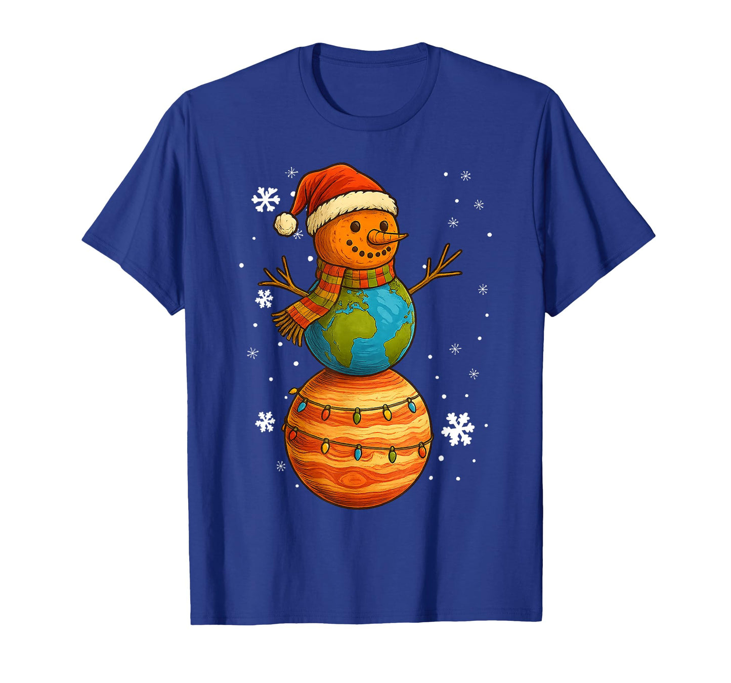 Planet Snowman Earth Saturn Christmas Holiday Art Xmas Gifts T-Shirt