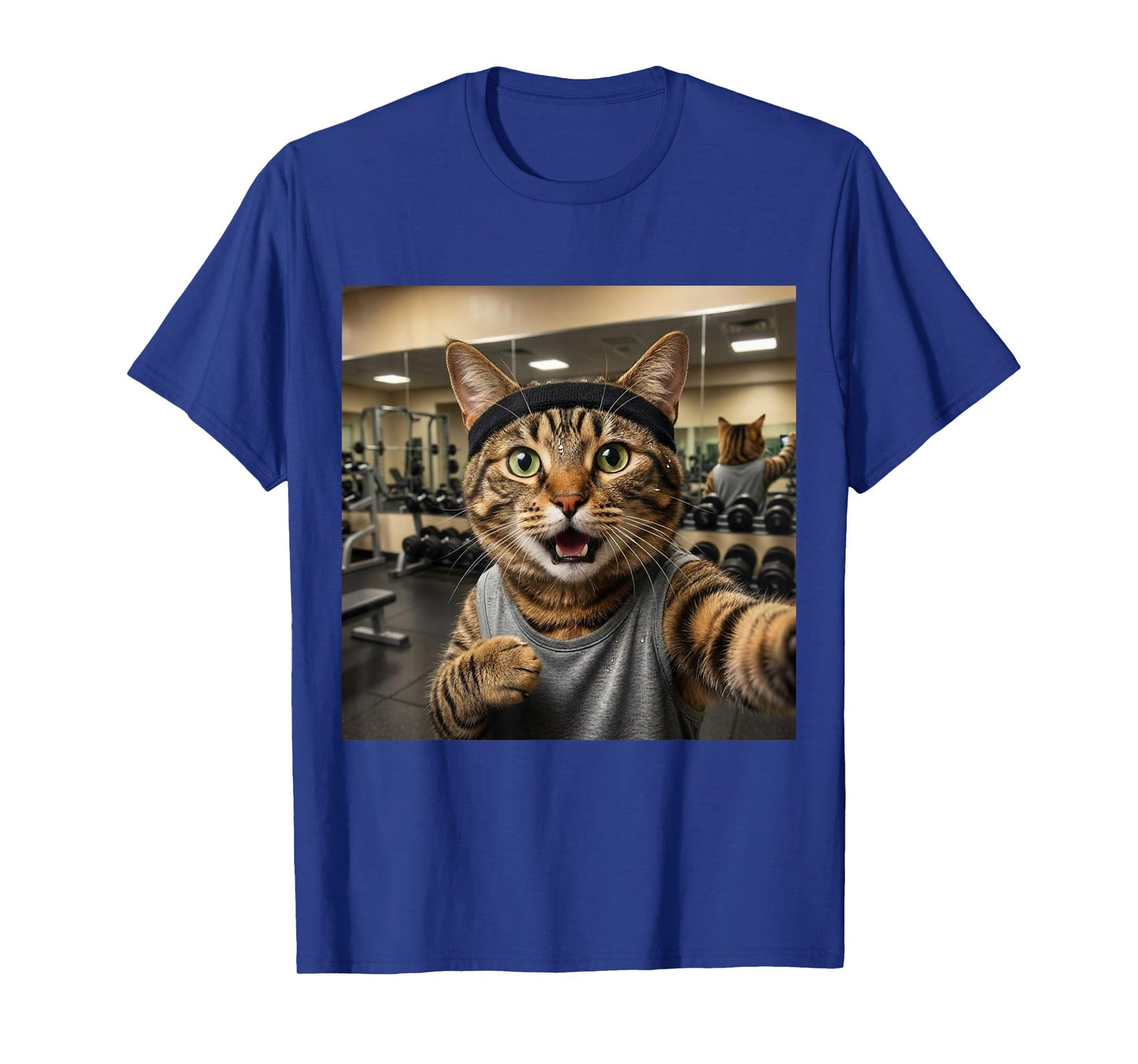 Cat Selfie Funny Gym Fitness Humor Workout Lover Style T-Shirt