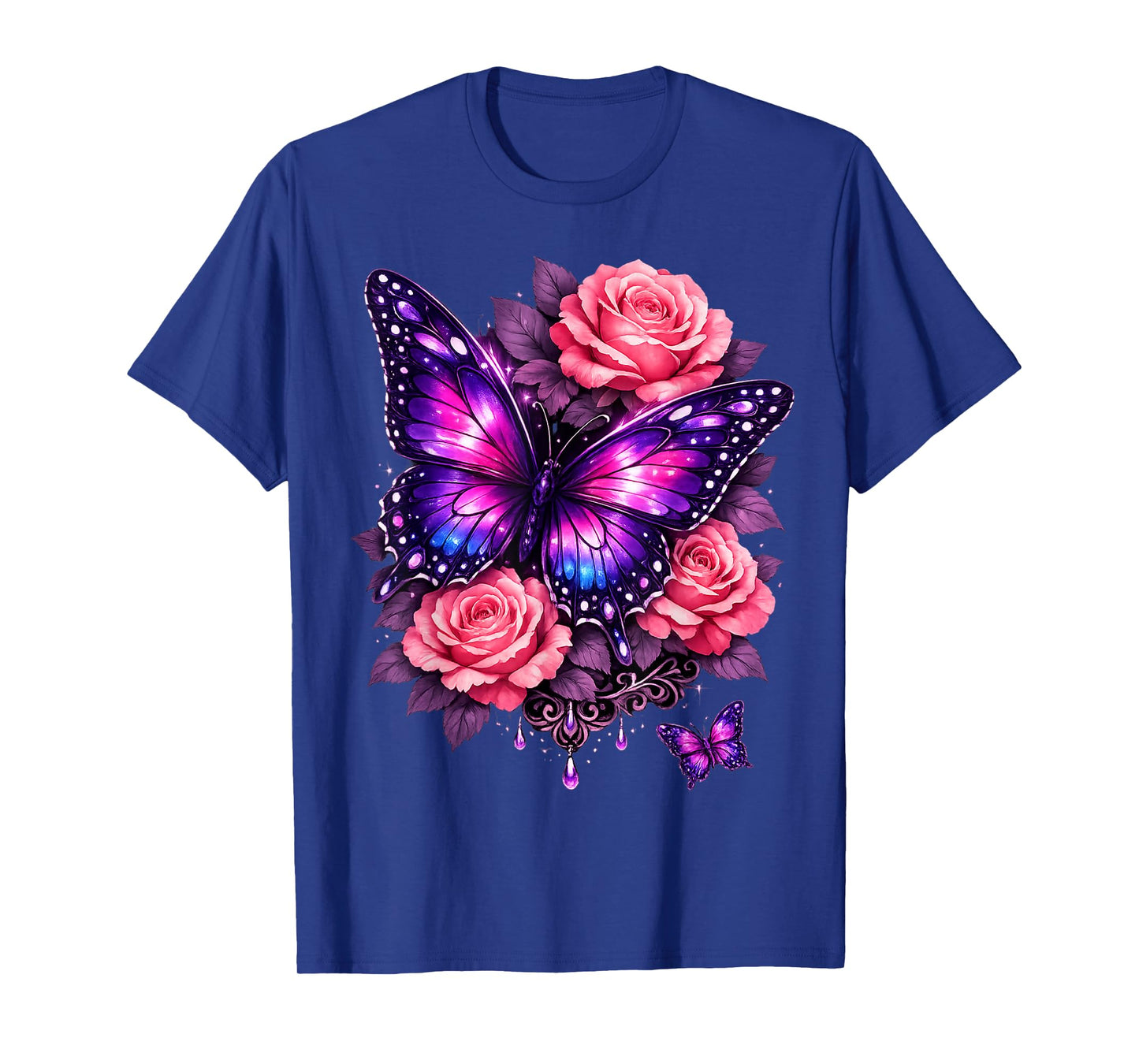 Beautiful Butterfly Purple Rose Butterfly Lovers Gifts Women T-Shirt