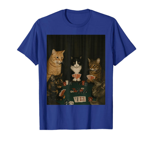 Cats Playing Poker Meme Funny Kitten Meme Stupid Brainrot T-Shirt