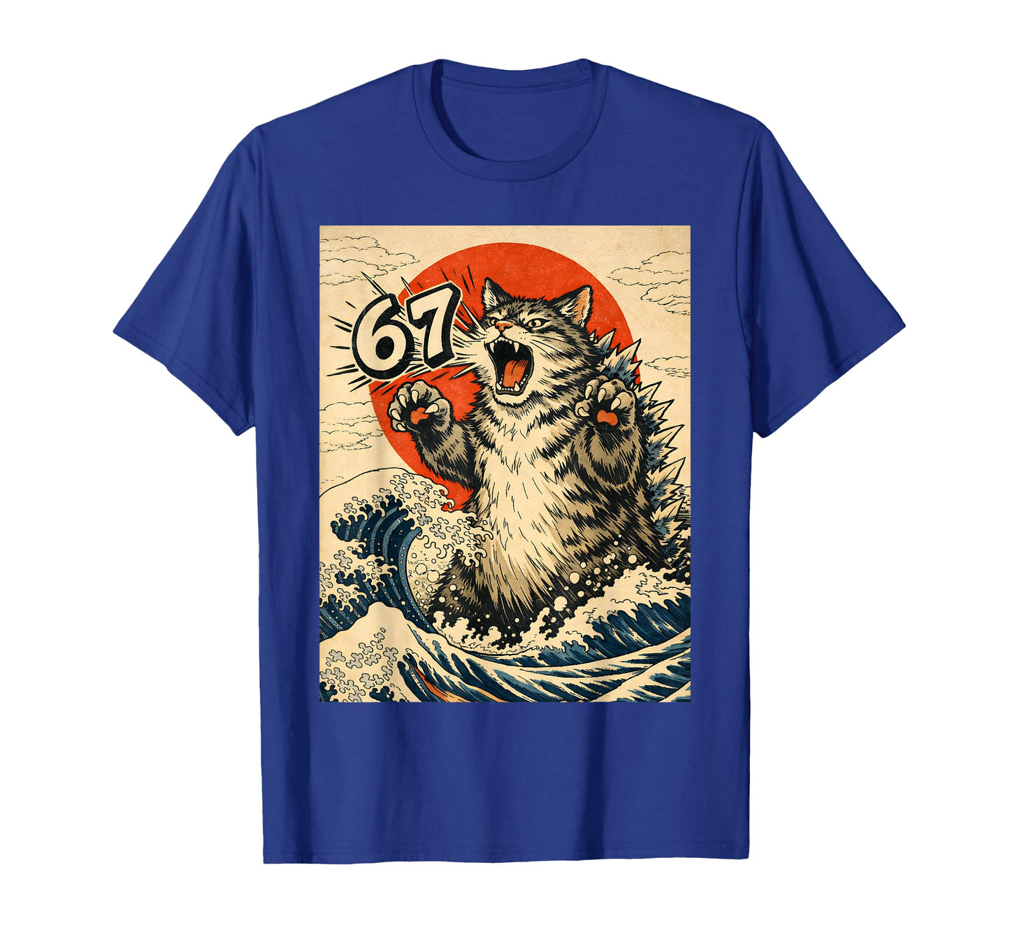 Catzilla Cat Japanese Art Funny Cat 6 7 Meme T-Shirt