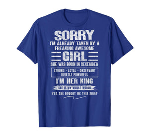 I'm Taken by Freaking Awesome Girl Born in December On Back T-Shirt
