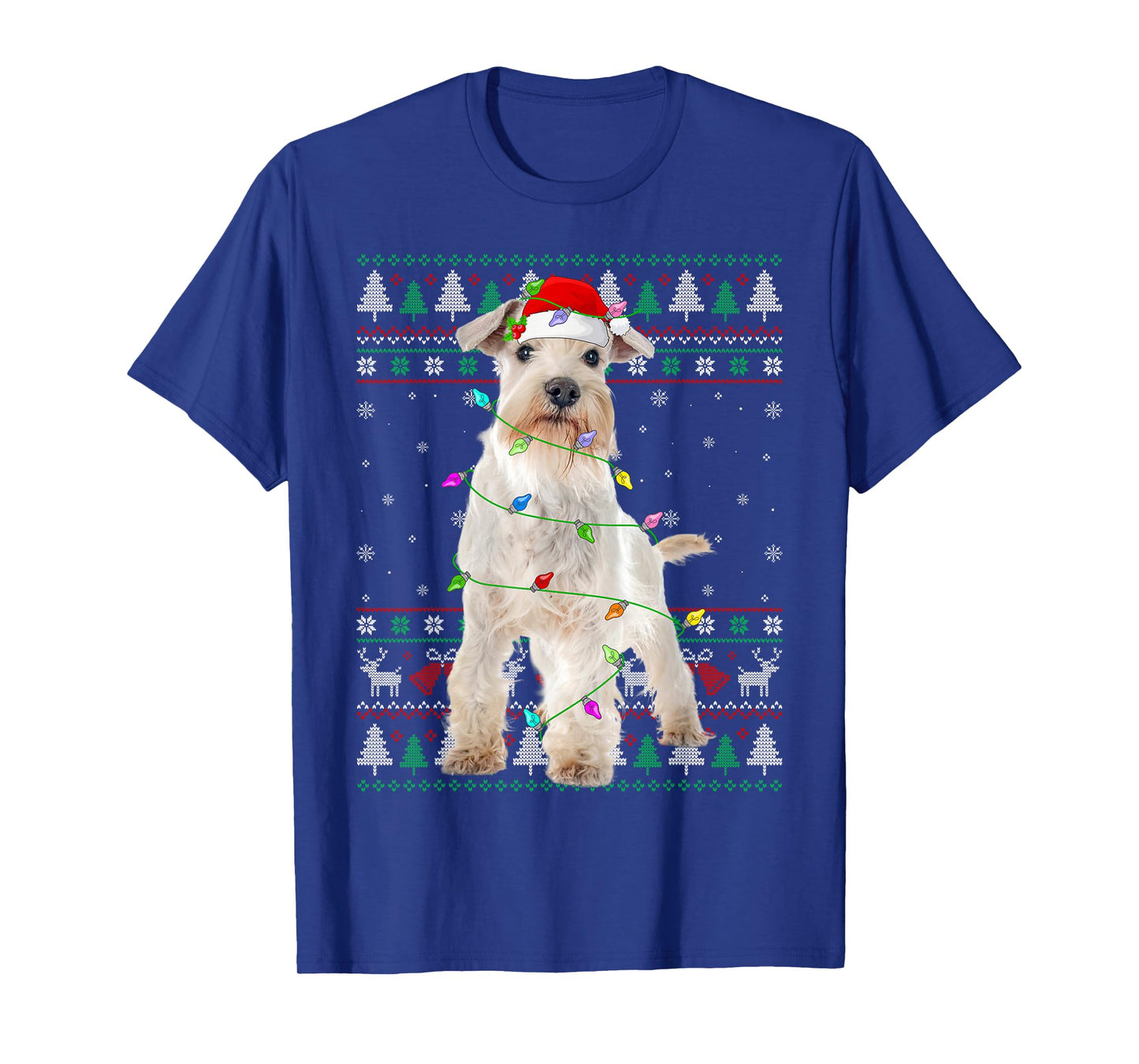 Miniature White Schnauzer Dog Christmas Ugly Sweater Xmas T-Shirt