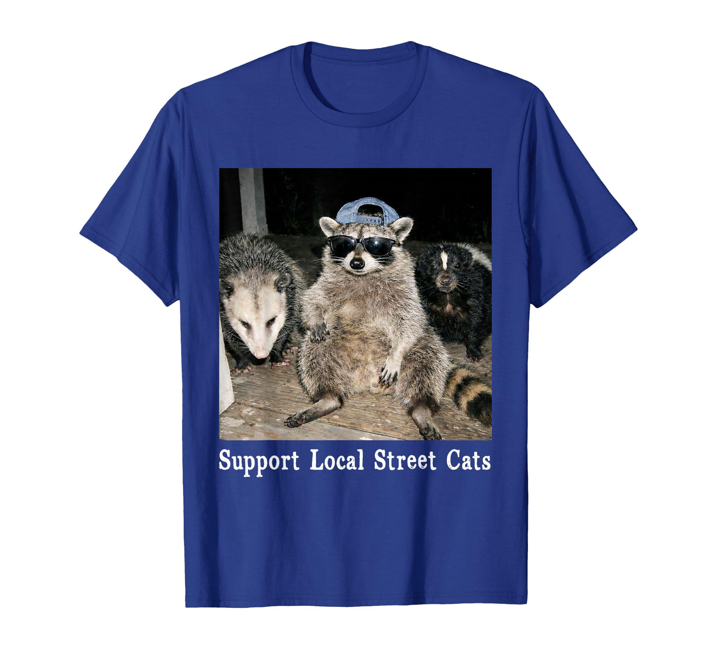 Support Local Street Cats Funny Raccoon Skunk Possum Meme T-Shirt