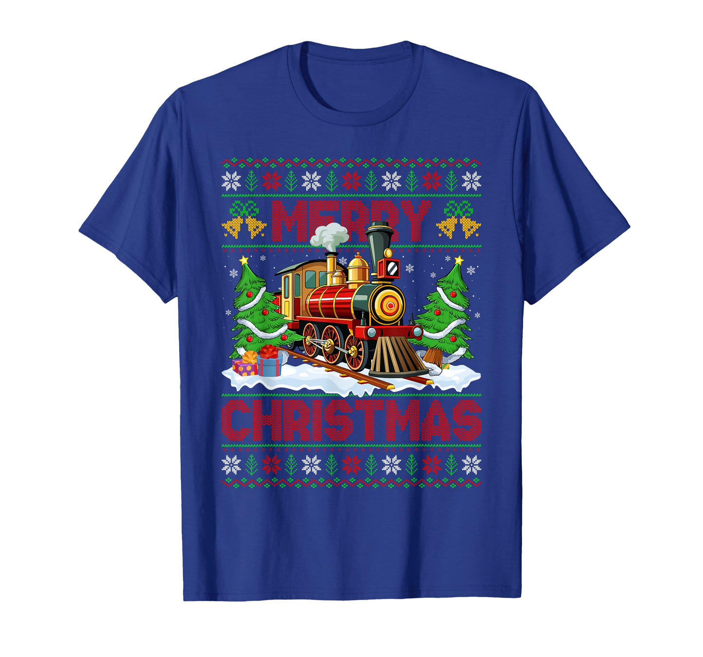 Train Christmas Ugly Sweater Funny Train Xmas Adults Kids T-Shirt