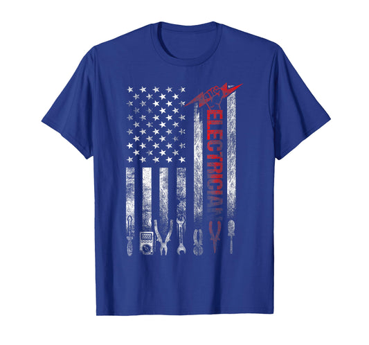 Electrician American Flag Funny Electricians Tools T-Shirt