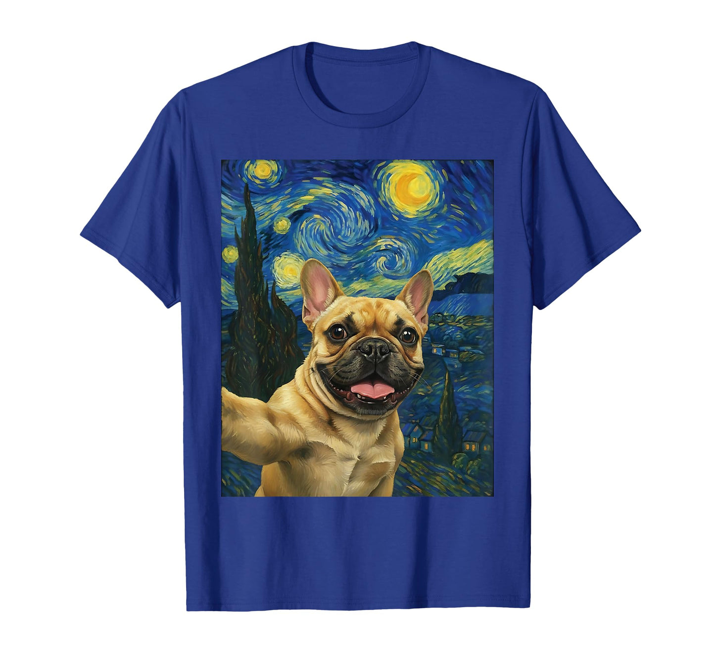 French Bulldog Starry Night Van Gogh Dog Selfie Frenchie T-Shirt