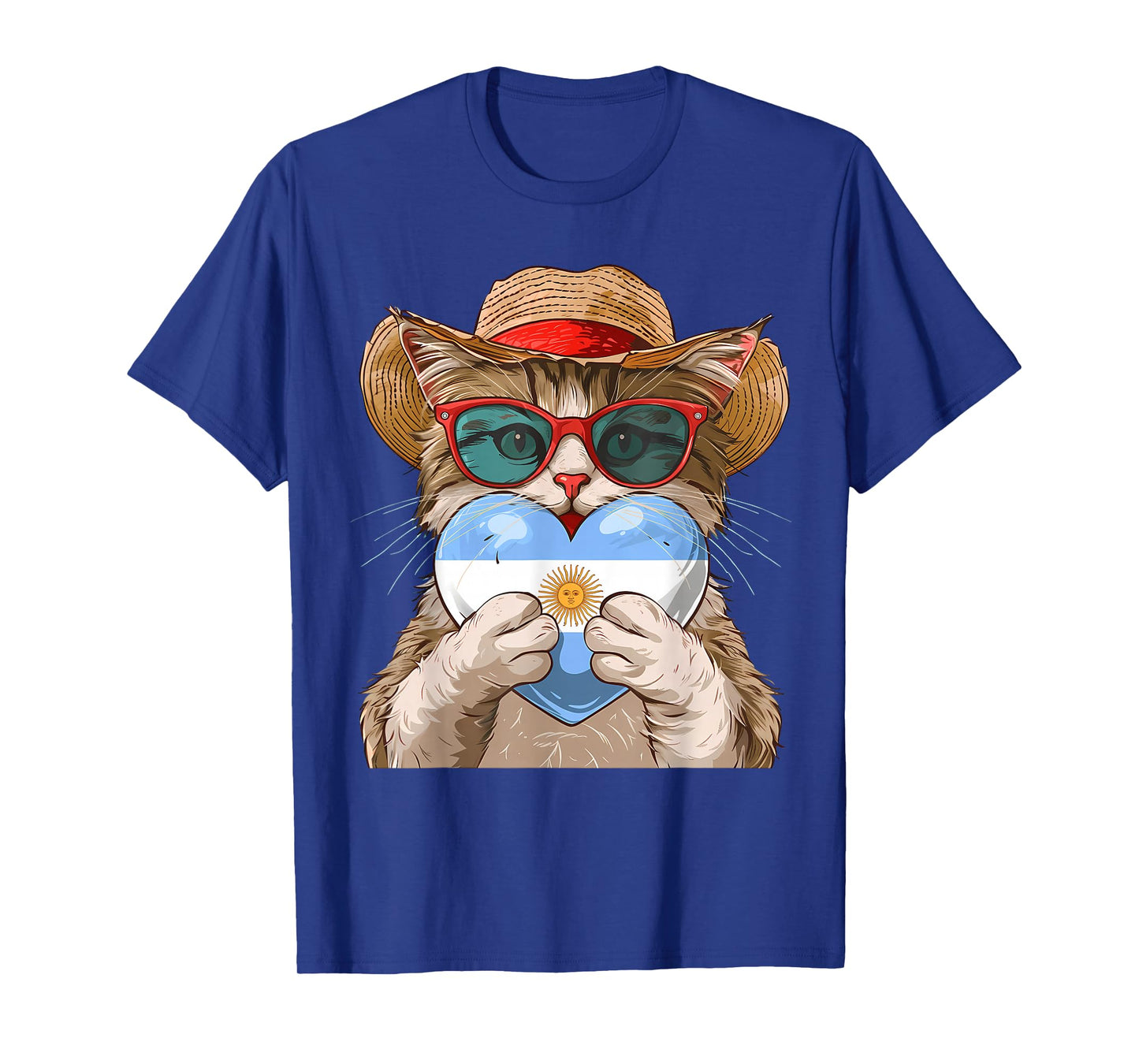 Argentina Pride Cat Heart Argentinian Flag T-Shirt