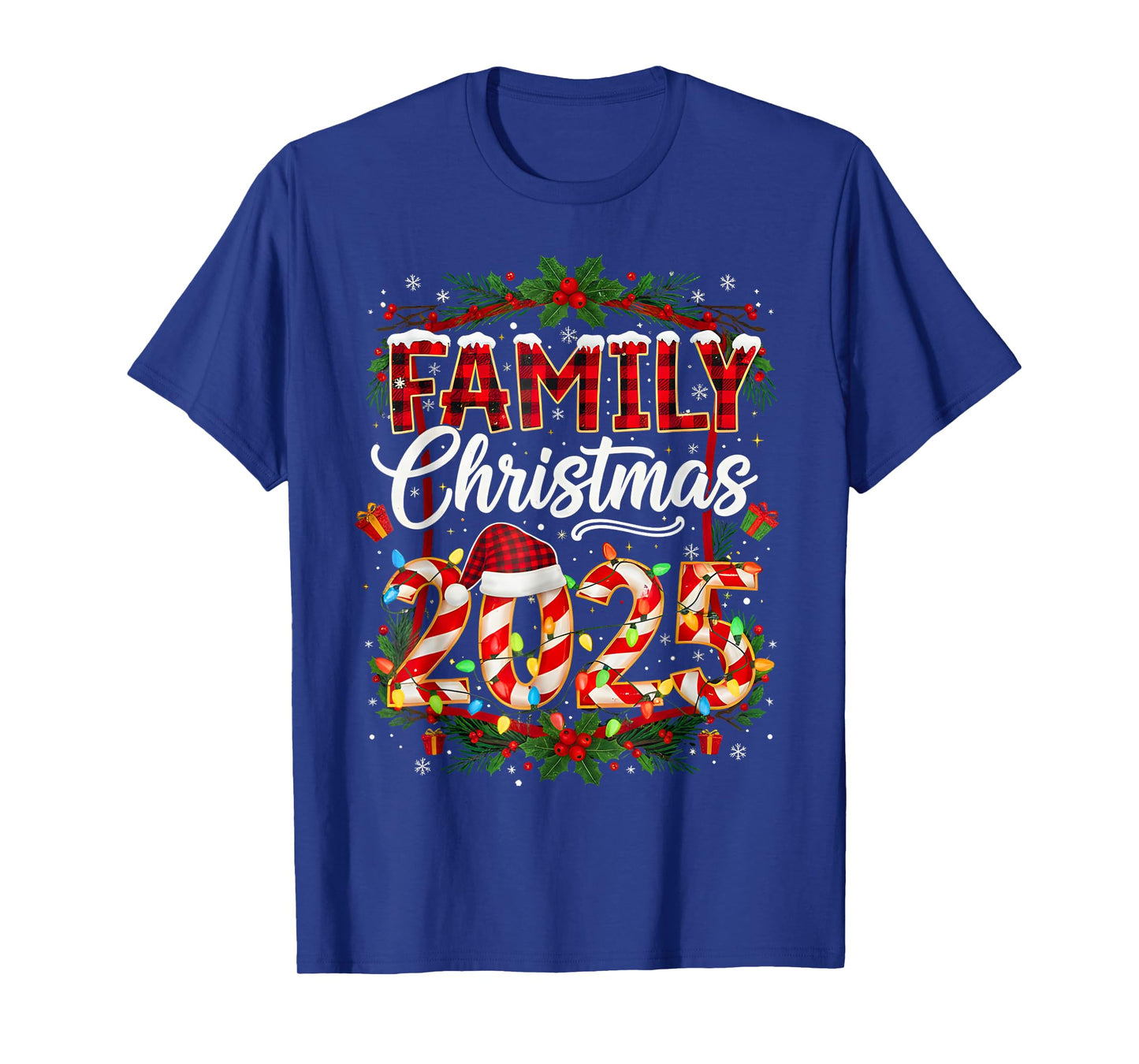 Family Christmas 2025 Xmas Lights Santa Pajamas Holiday T-Shirt