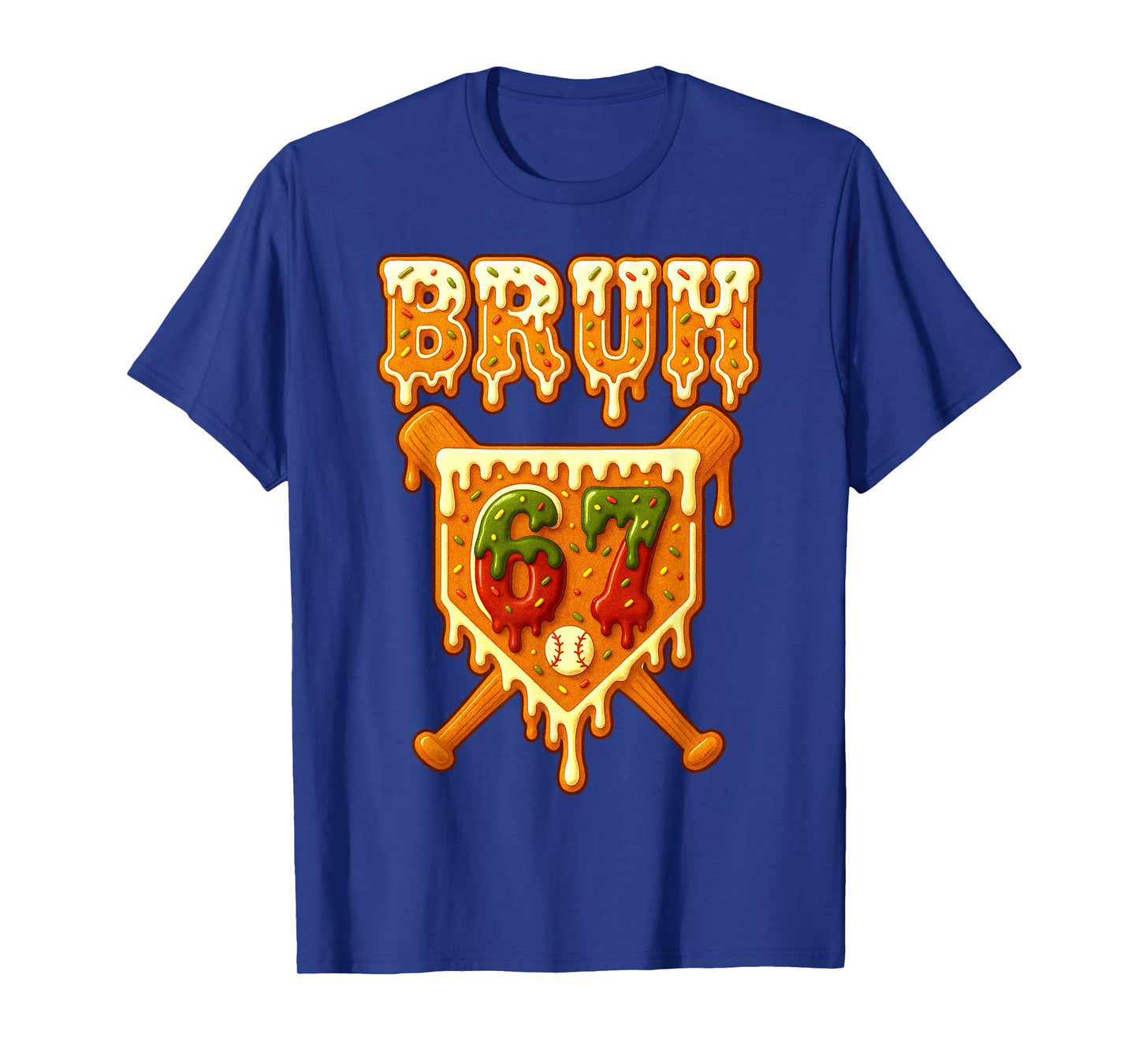 Bruh 67 Baseball Christmas Gingerbread Drip Number 67 T-Shirt