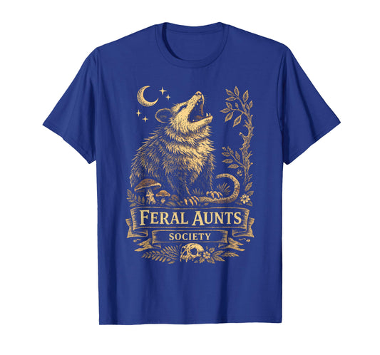 Feral Aunts Society Funny Opossum Folklore Vintage Graphic T-Shirt