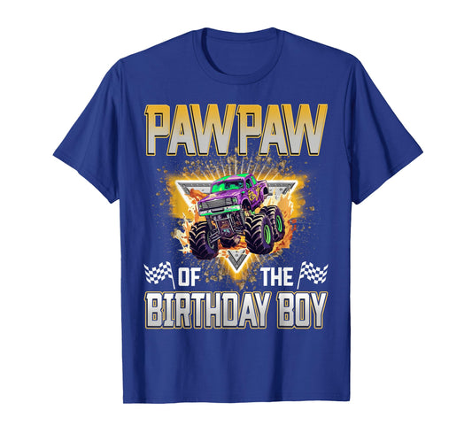 Pawpaw of The Birthday Boy Monster Truck Birthday Family T-Shirt