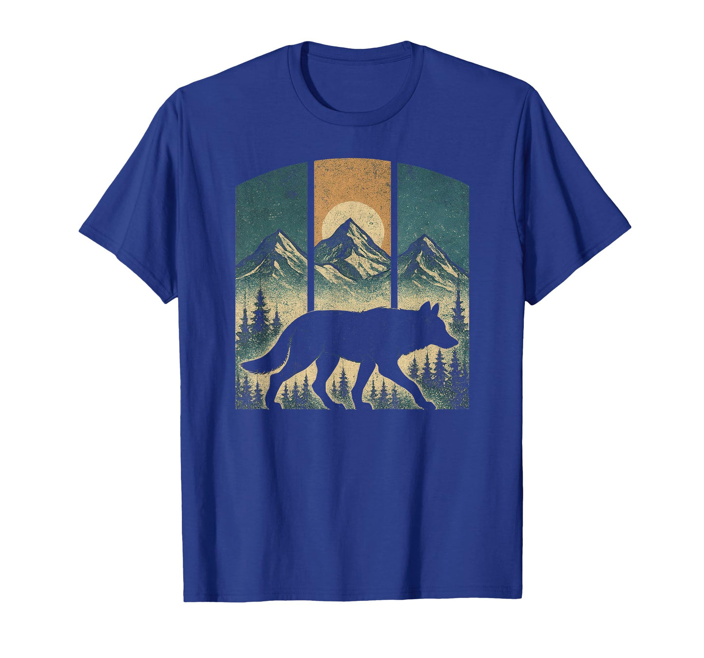 Vintage Wolf Graphic Tee Mountains Nature Men Women Retro T-Shirt