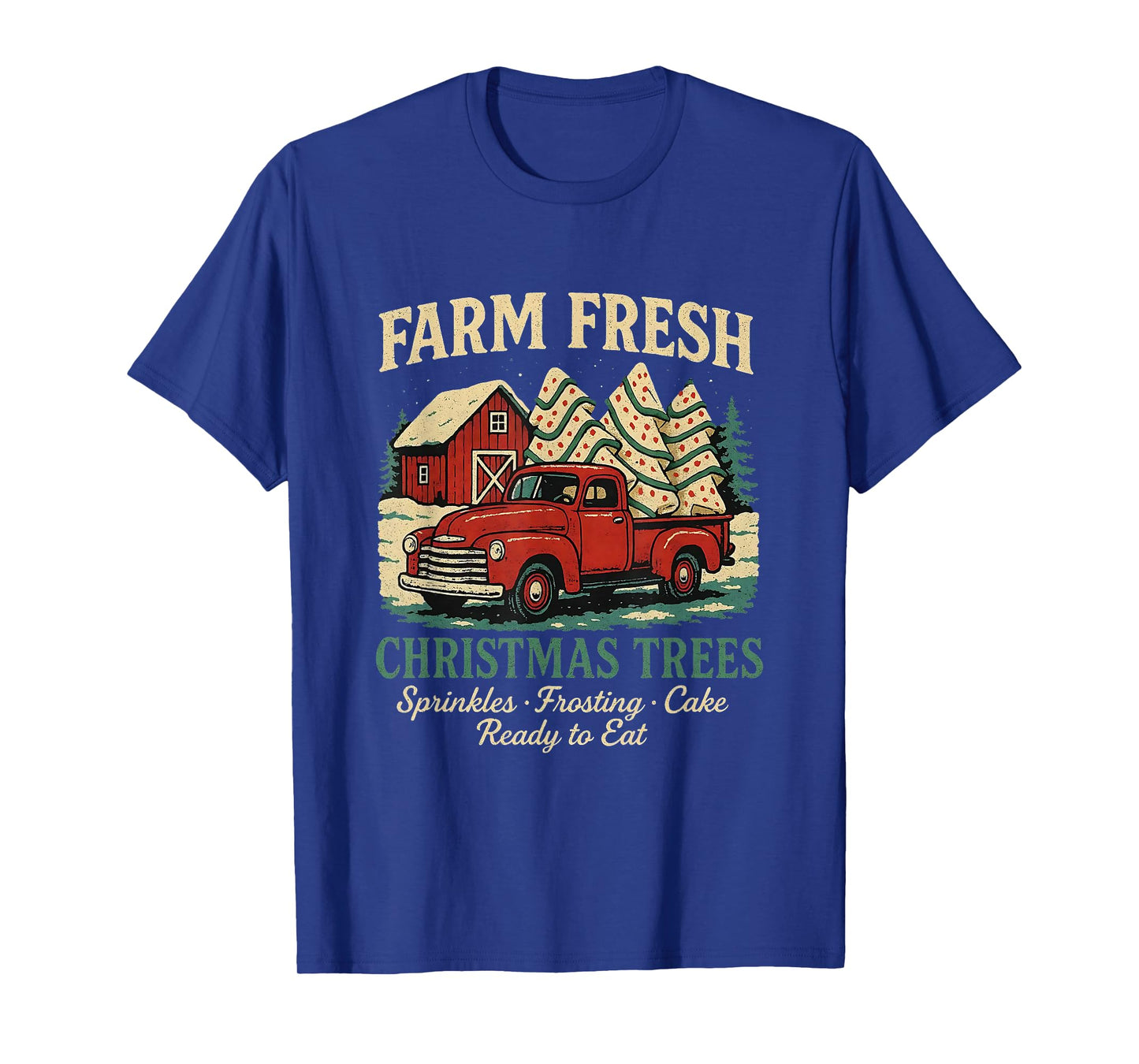 Farm Fresh Debbie Christmas Cake Retro Red Truck Holiday T-Shirt