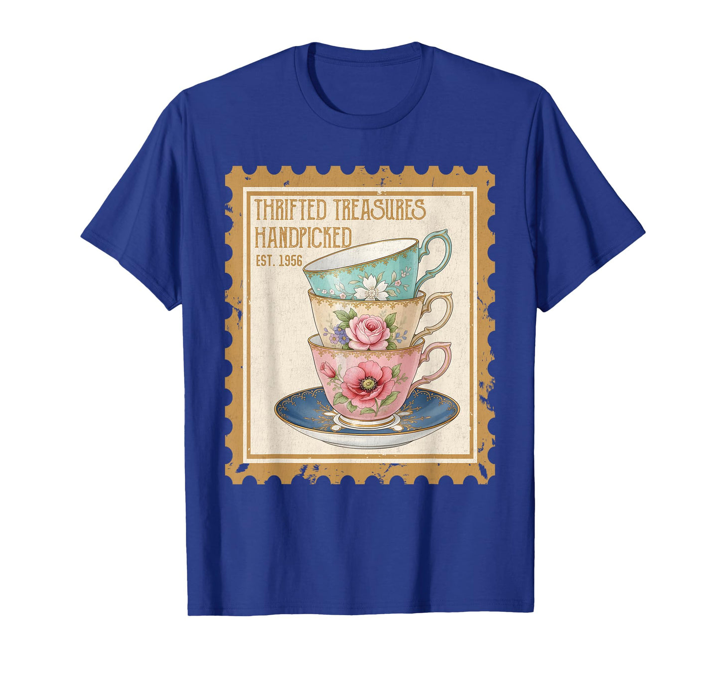 Thrifted Teascure Handpicked, Grandma Core Thrifting Stamp T-Shirt