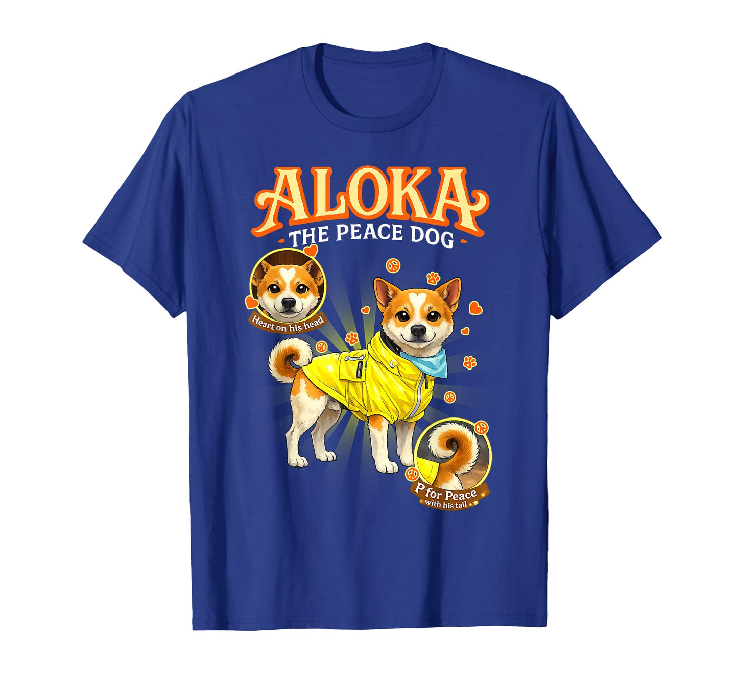 Aloka The Peace Dog - Heart Mark and Peace Tail T-Shirt
