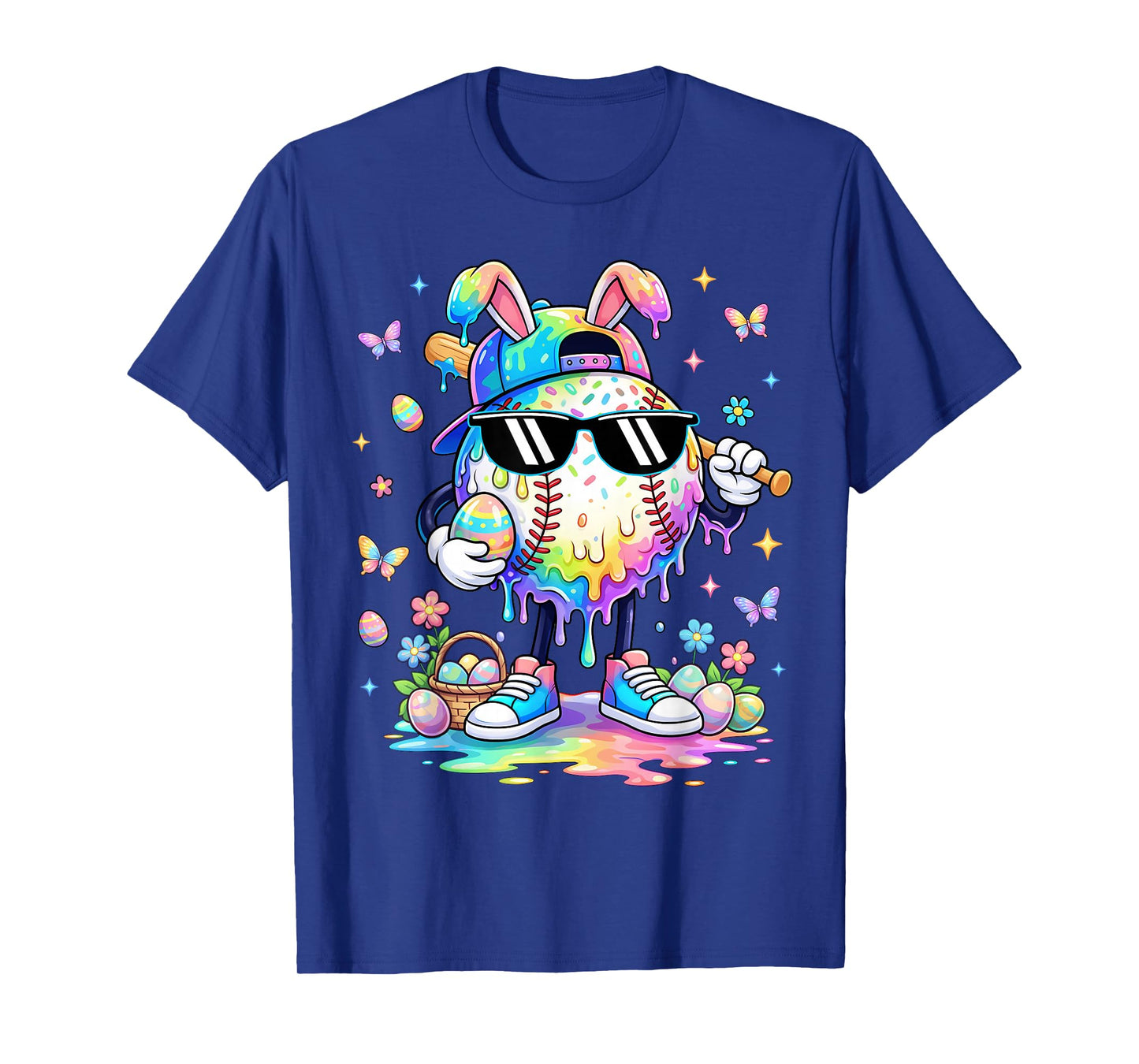 Funny Baseball Drip Dripping Bunny Happy Easter Men Boys Kid T-Shirt