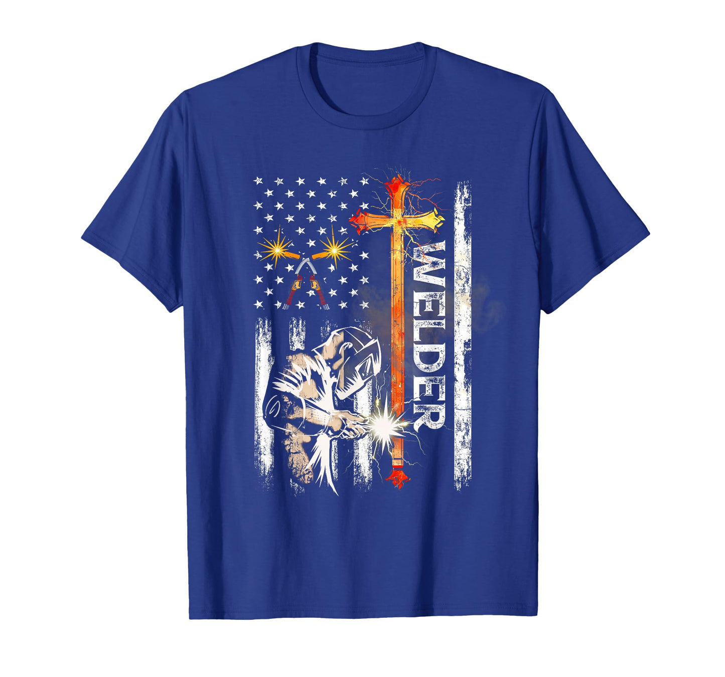 Welder American Flag Welding Faith Cross Christian T-Shirt