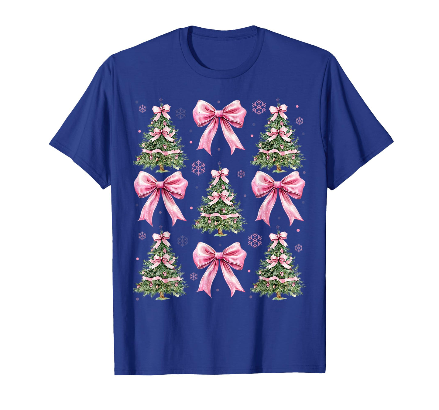 Coquette Bow Pink Christmas Tree Xmas Pajamas Women Girls T-Shirt