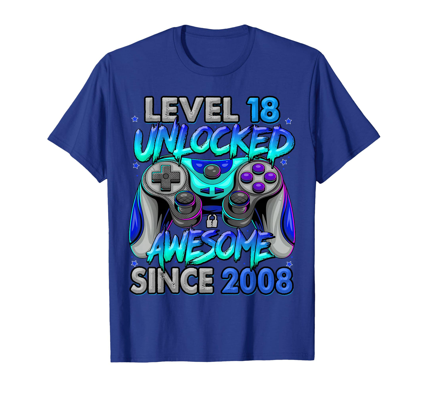 Level 18 Unlocked Awesome Since 2008 18th Birthday Gaming T-Shirt