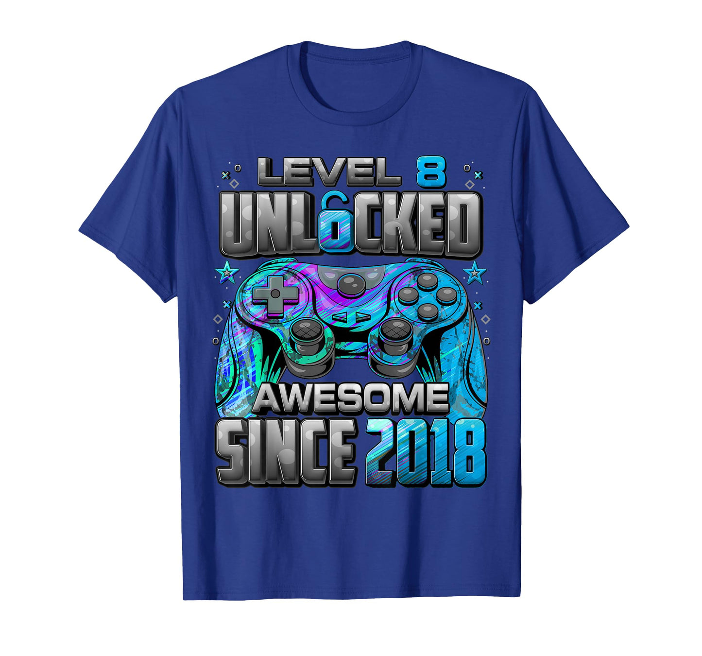 Level 8 Unlocked Awesome Since 2018 8th Birthday Gaming T-Shirt