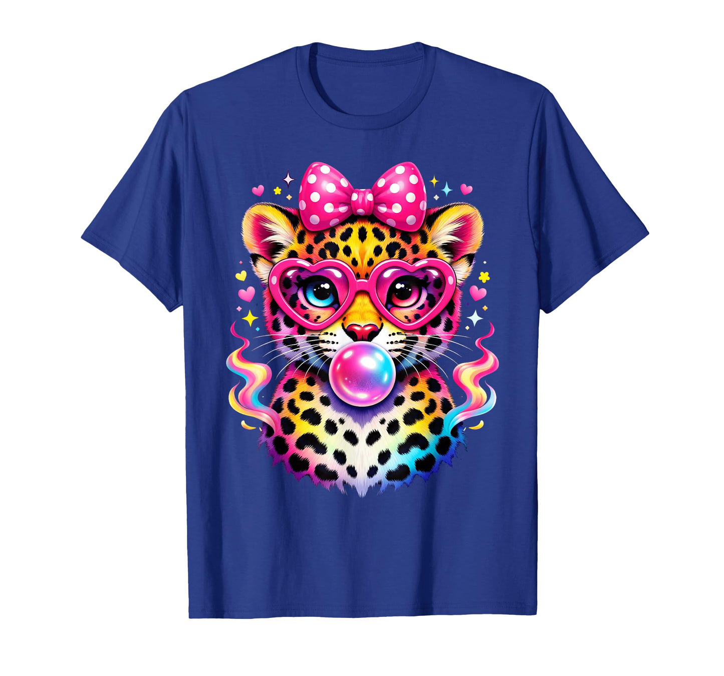 Funny Leopard Glasses Blowing Bubble Gum Back to School Kids T-Shirt