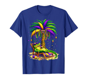Palm Tree Mardi Gras Hawaiian Tropical Louisiana Alligator T-Shirt