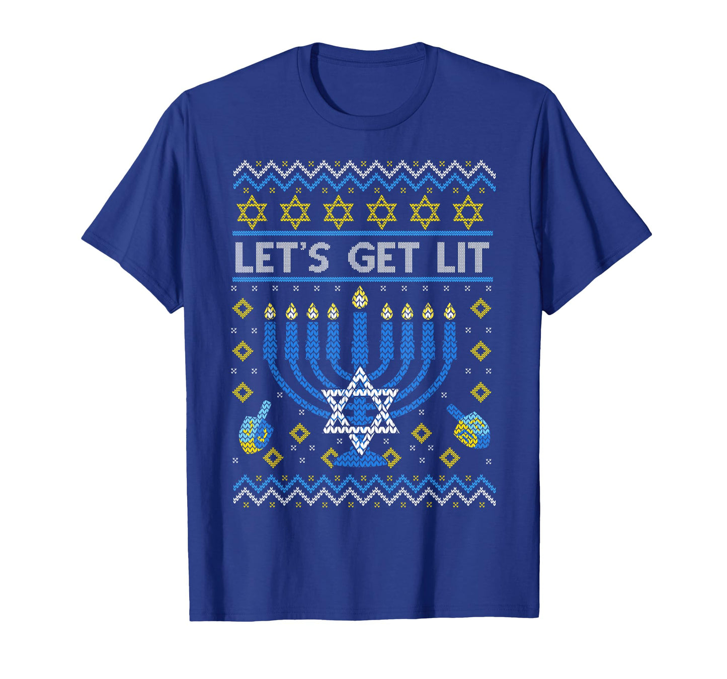 Let's Get Lit Funny Jewish Holiday Chanukah Ugly Hanukkah T-Shirt