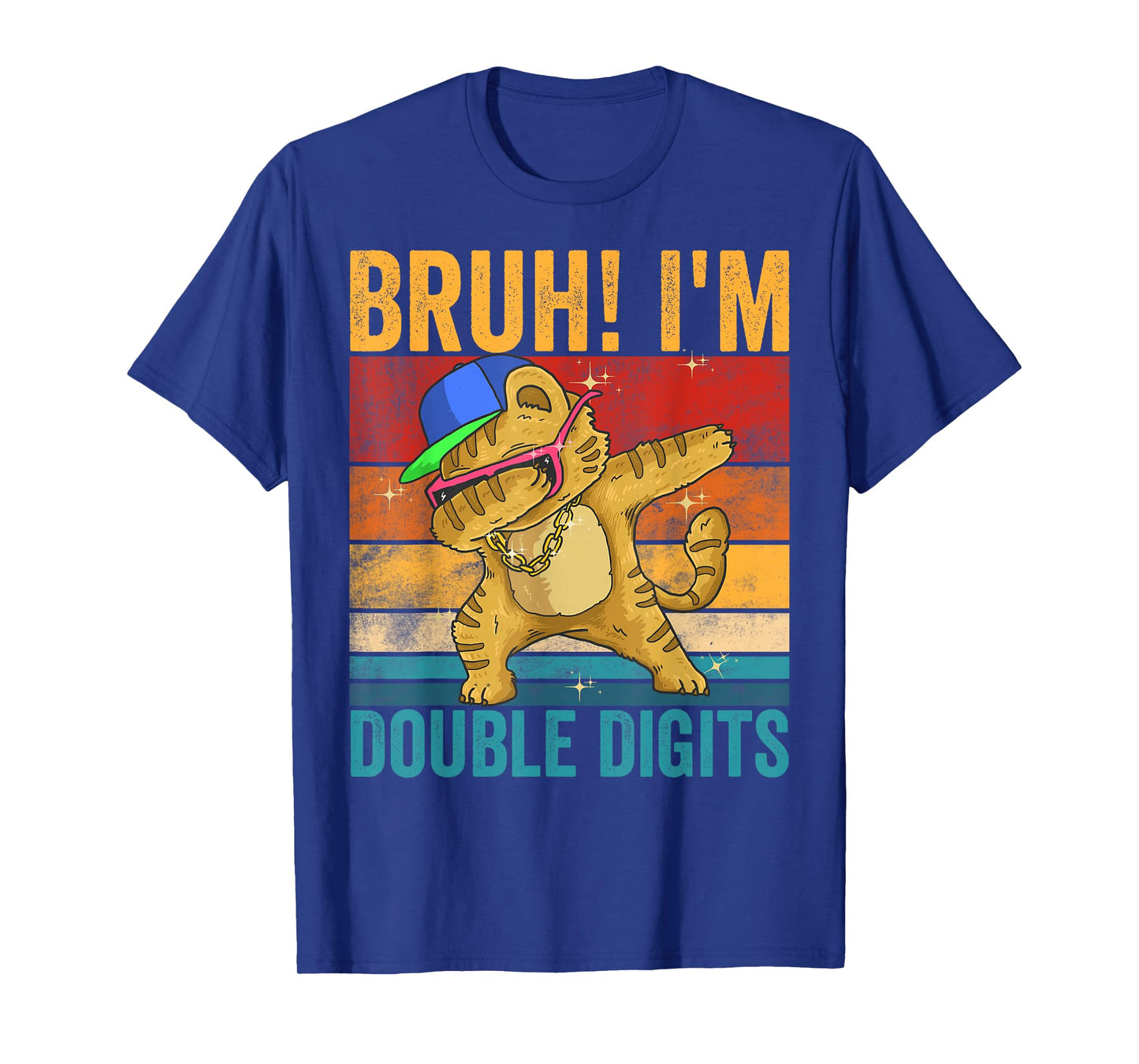 Vintage Bruh I'm Double Digits 10th Birthday Cat Dabbing Boy T-Shirt