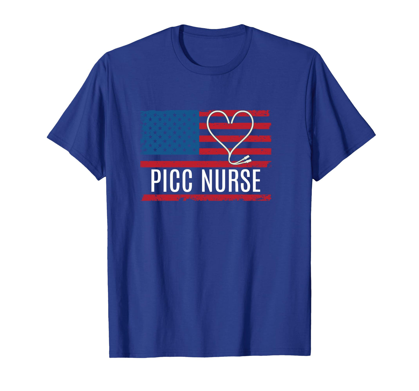 PICC Nurse USA Flag Heart Vascular Access Infusion Long Sleeve T-Shirt