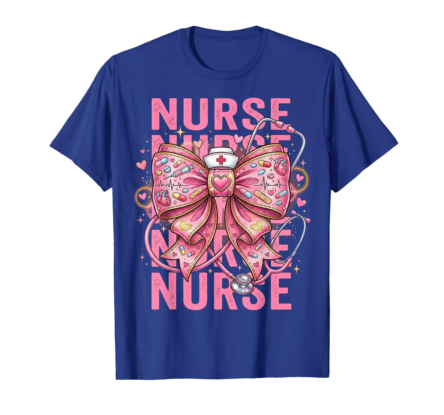 Pink Healthcare ER RN CNA ICU Valentine Nurse Heart Nurses T-Shirt