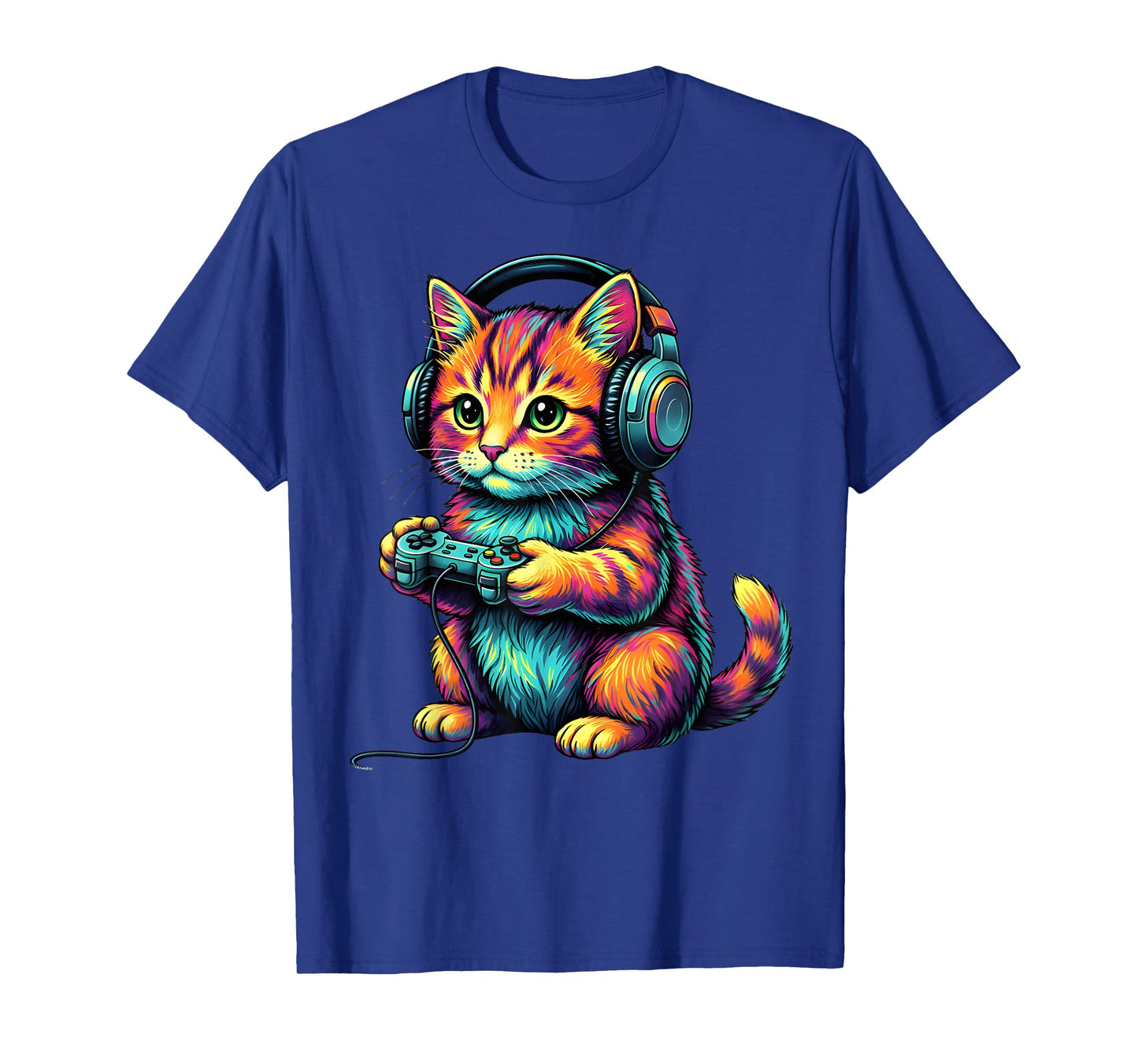 Funny Kitten Cat Playing Video Games Vintage Cat Gaming T-Shirt