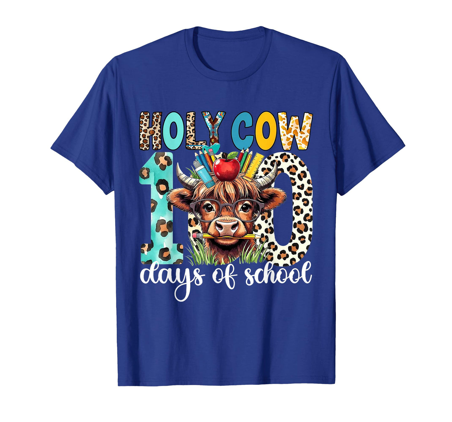 Holy Cow 100 Days of School Teachers Boys Girls Cow Lovers T-Shirt
