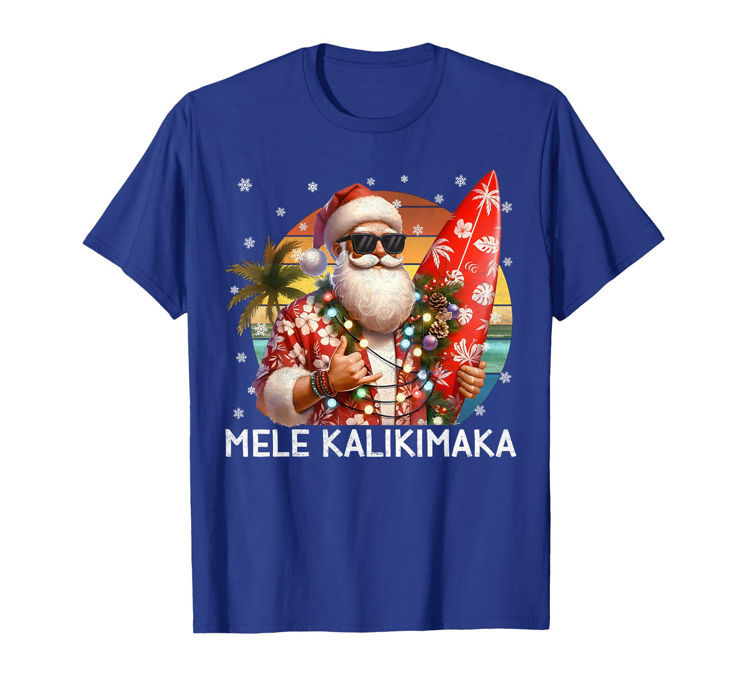 Mele Kalikimaka Retro Santa Rock On Pjs Christmas Xmas Men T-Shirt