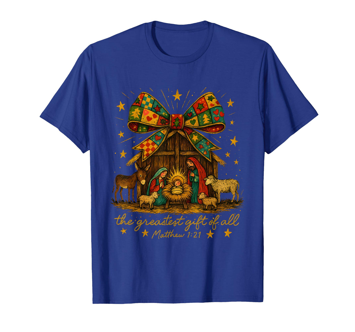 Colorful Nativity – Greatest Gift Matthew 1:21 T-Shirt