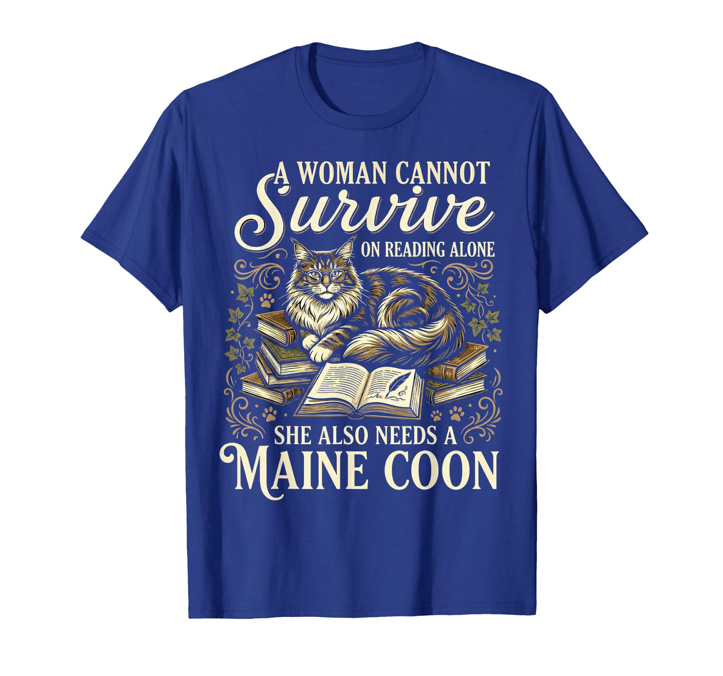 Funny Maine Coon Mom Book Lover Reading Cat Bookworm T-Shirt