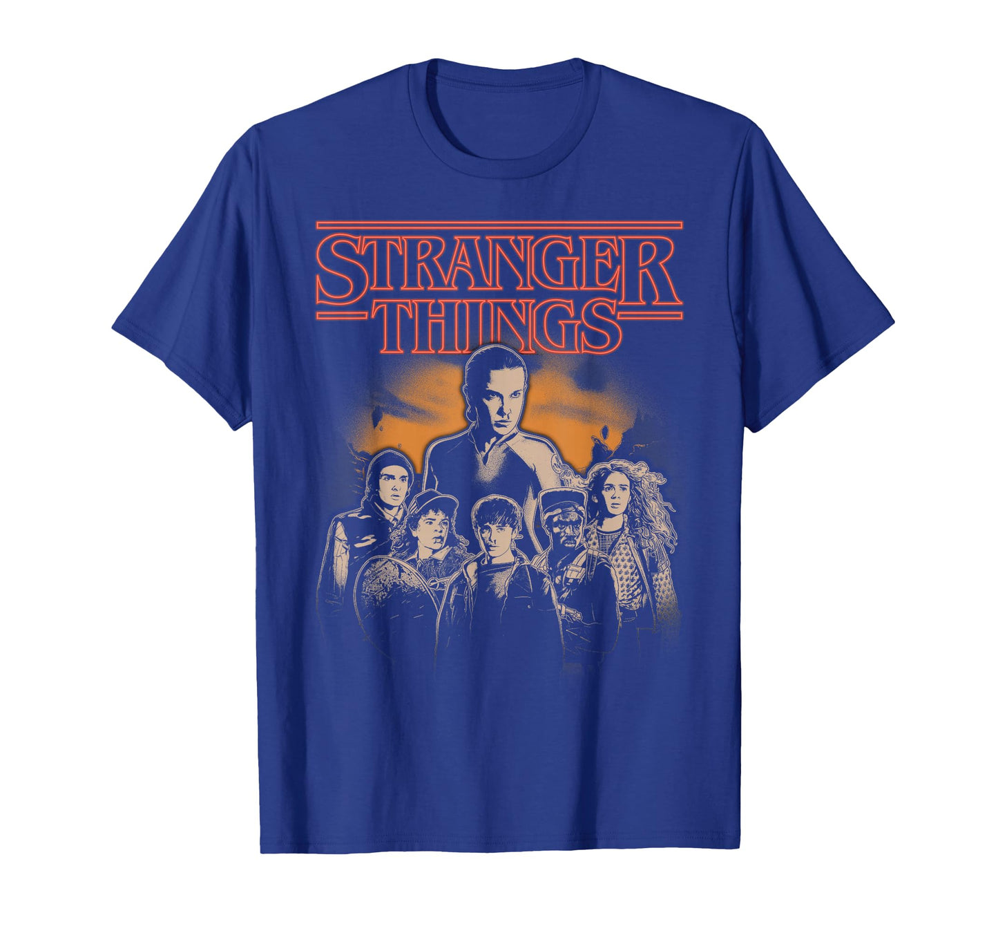 Stranger Things Group Portrait Shot in Black and White T-Shirt
