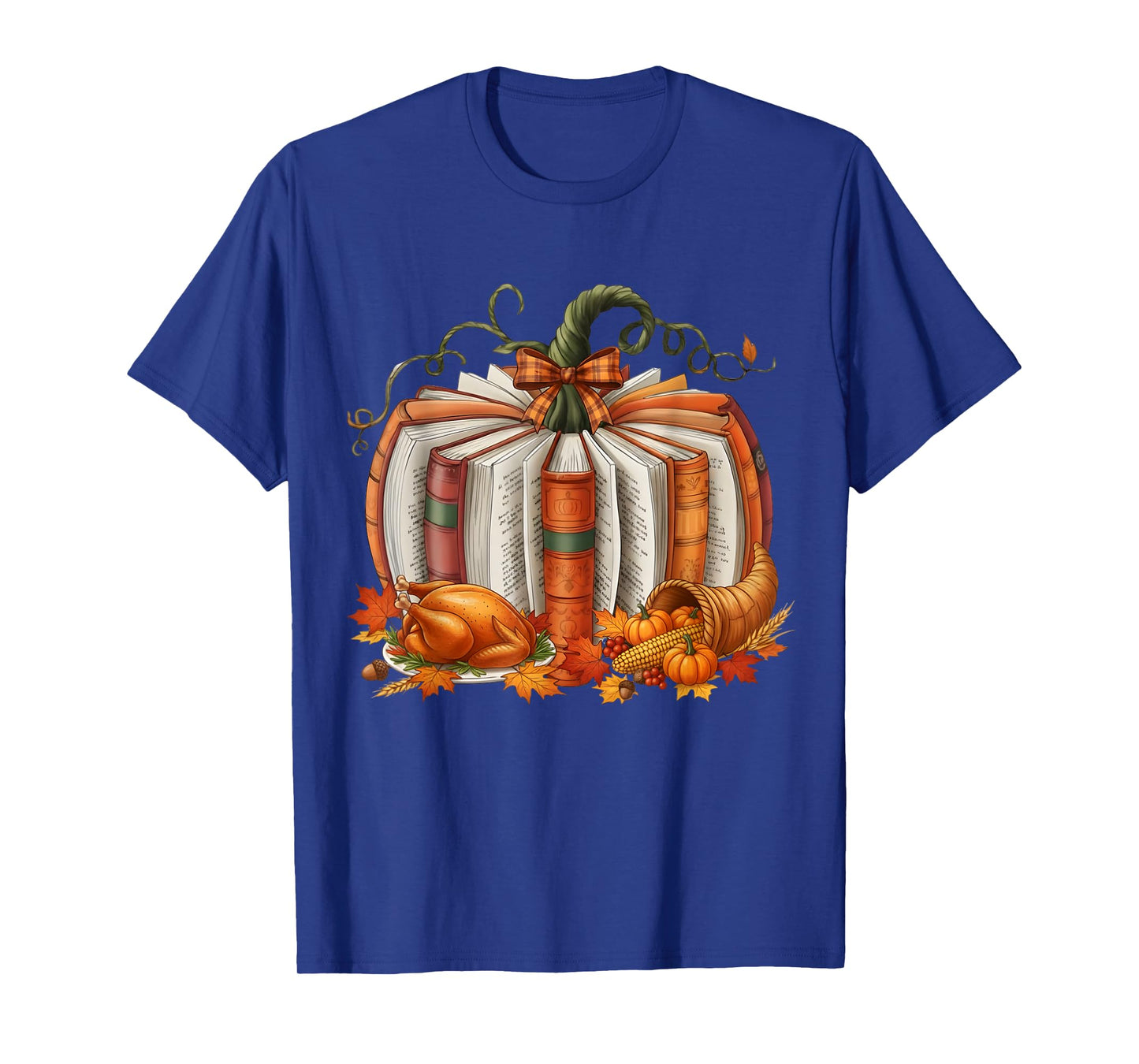 Thanksgiving Book Pumpkin Reading Teachers Fall Lovers Boys T-Shirt