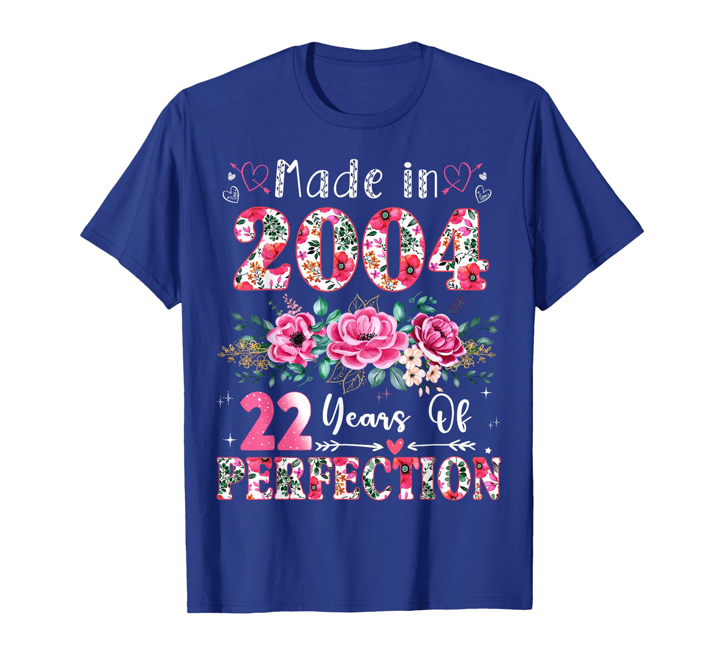 22 Year Old Made in 2004 Floral 22th Birthday Women T-Shirt