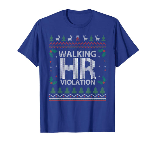 Office Ugly Christmas Funny Walking HR Violation Work Party T-Shirt