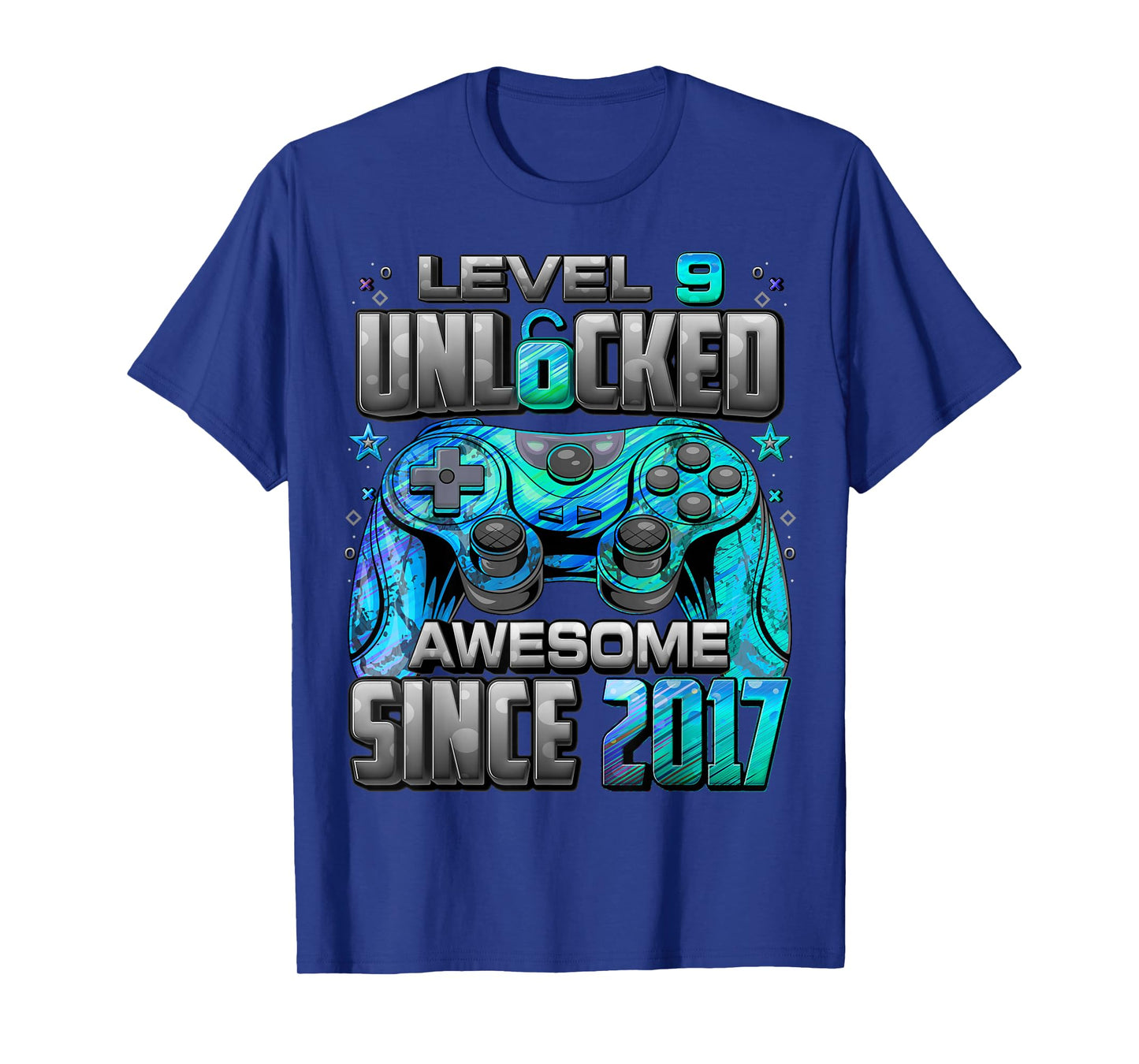 Level 9 Unlocked Awesome Since 2017 9th Birthday Gaming T-Shirt