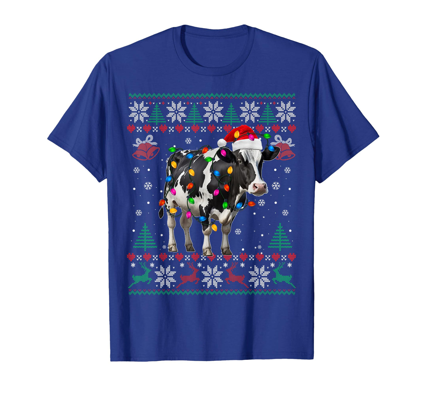 Ugly Cow Christmas Sweater Santa Hat and Light Up Xmas T-Shirt