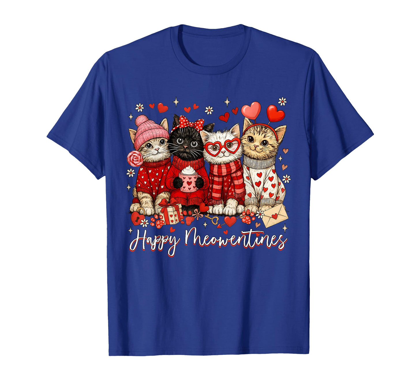 Happy Meowentines Cute Valentine Cat Lovers Girls Women Kid T-Shirt