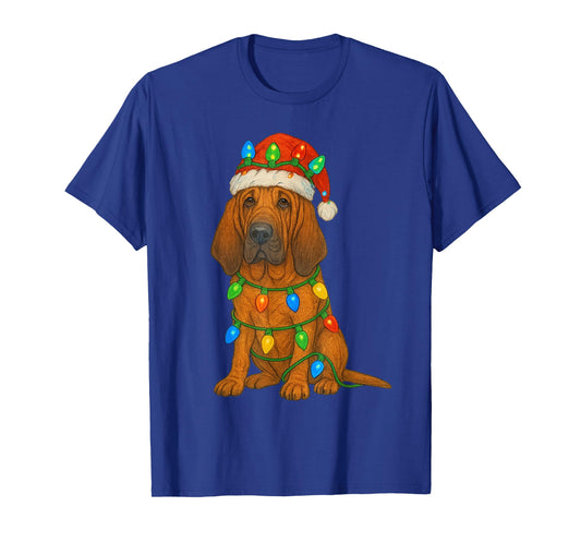 Bloodhound Christmas Lights Dog Lover Xmas Pajama T-Shirt
