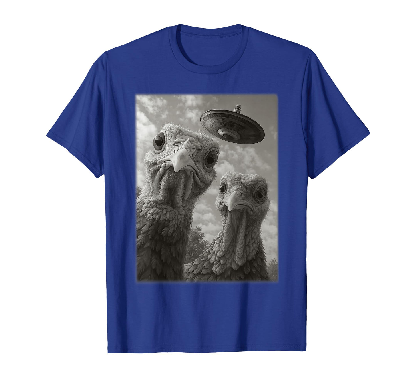 Funny Thanksgiving Turkey UFO Alien Selfie Men Women Kids T-Shirt