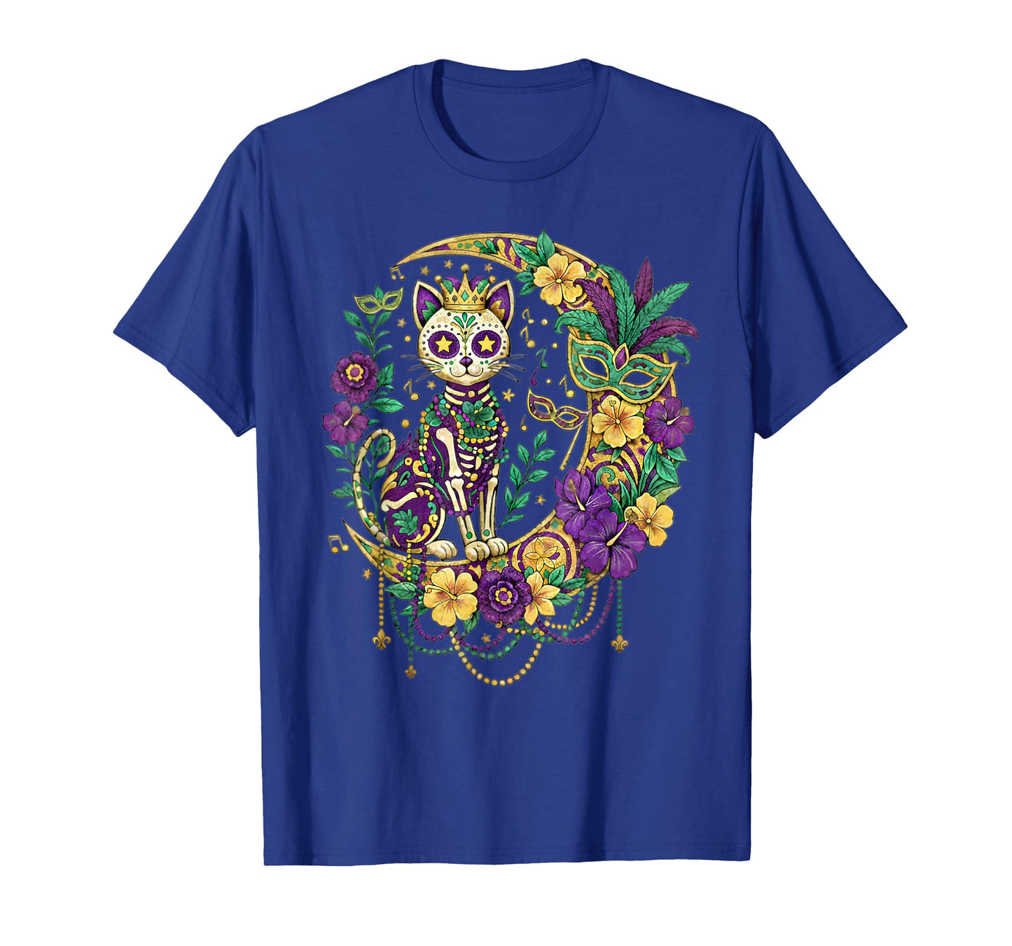 Mardi Gras Costume Sugar Skull Cat Carnival New Orleans T-Shirt